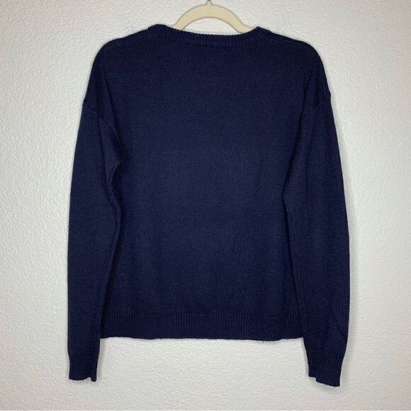 All I Want for Christmas Women’s Size Large Navy Blue Pullover Sweater - Picture 5 of 11